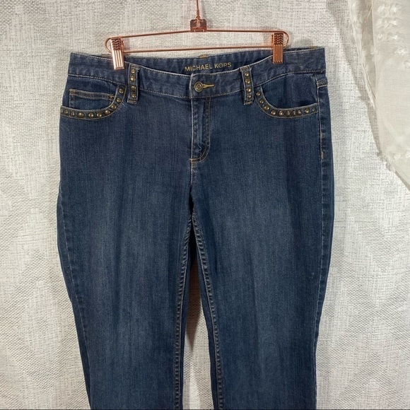 Michael Kors medium wash studded boot cut jeans size 10 - Picture 2 of 7
